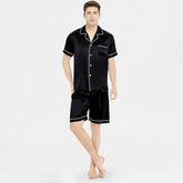 Men's 100% Silk Short Sleeve Pajamas Set Luxury Short Silk Sleepwear - DIANASILK